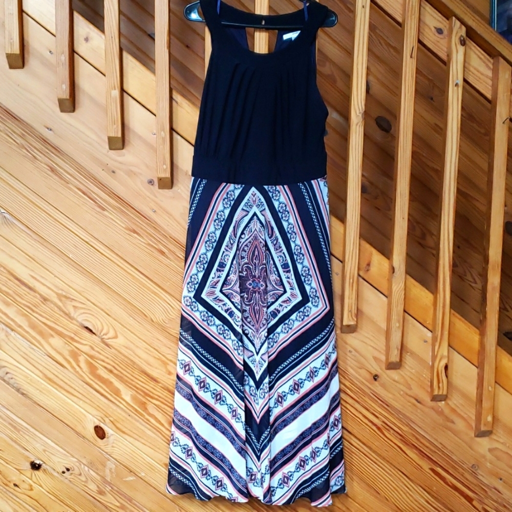 Studio One New York Halter Maxi Dress Navy Coral White size 22w